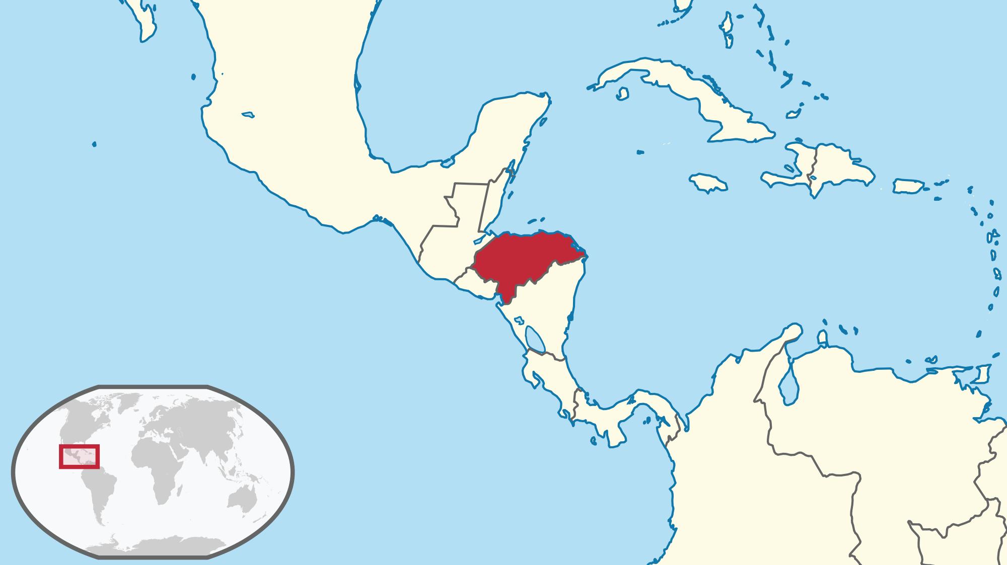 Honduras continente mapa - Mapa de Honduras continente (América Central -  América)