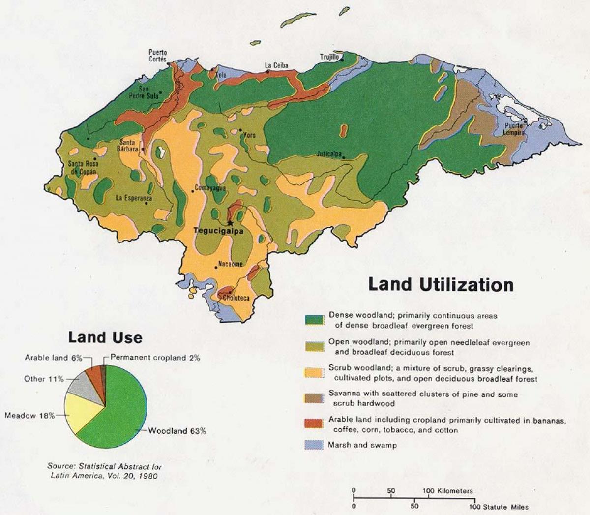 mapa de montañas de Honduras