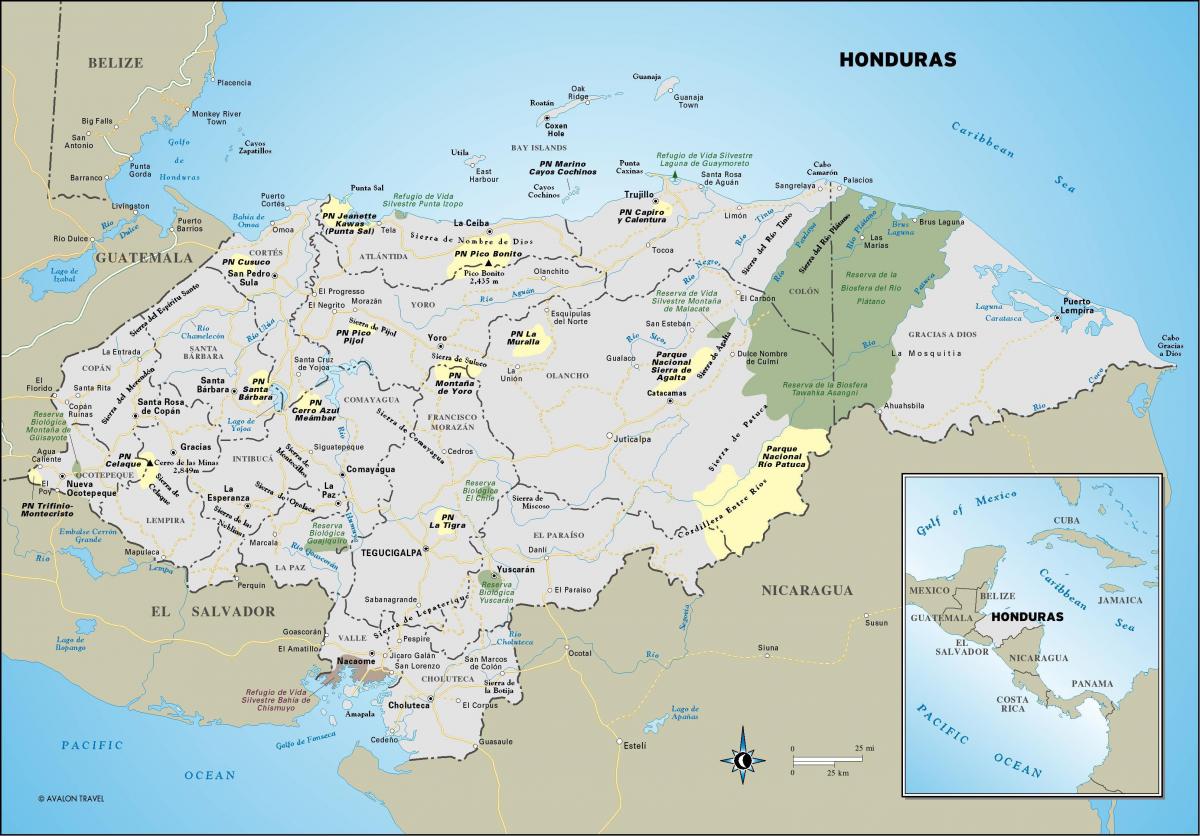 mapa de Honduras turístico
