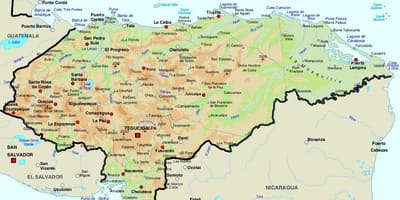 Mapa de Honduras y los países vecinos