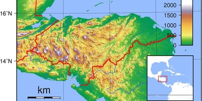 El mapa topográfico de Honduras