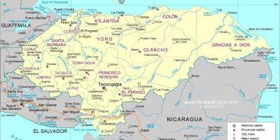 Mapa de mapa político de Honduras